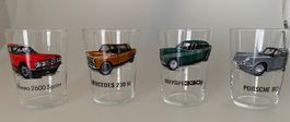 4 Gläser   FERRARI 330 Gt -PORSCHE 912 -ALFA ROMEO -MERCEDES